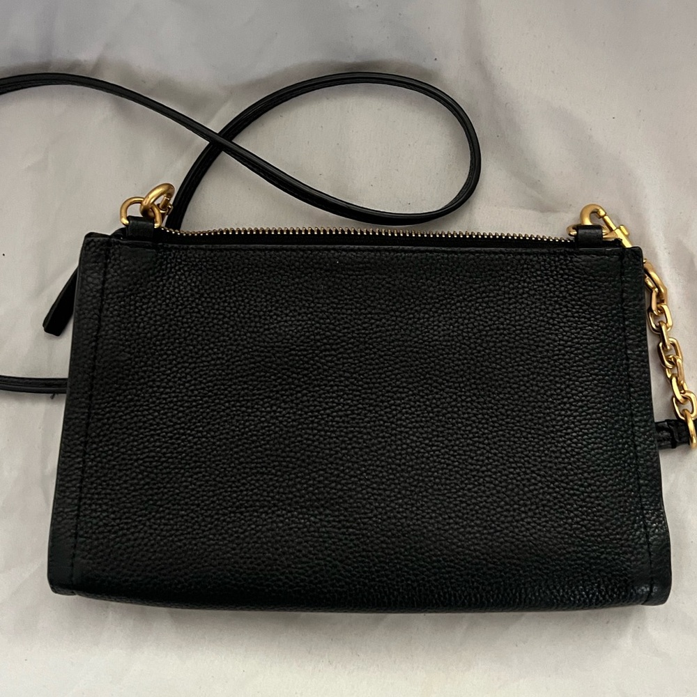 Tory Burch CARSON Black Leather Zip Top Crossbody Handbag Bag - Picture 4 of 13